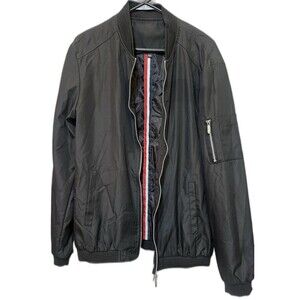 H.T. Niao Men's Black Bomber Jacket Black Zip Up Size 5XL (runs small see pics)